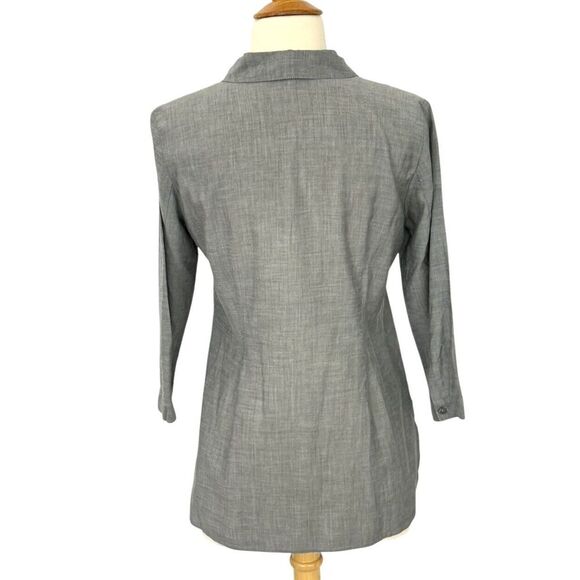 Eileen Fisher System Size XS Button Up Tunic Top Lightweight Cotton Cupro Gray - Picture 4 of 10